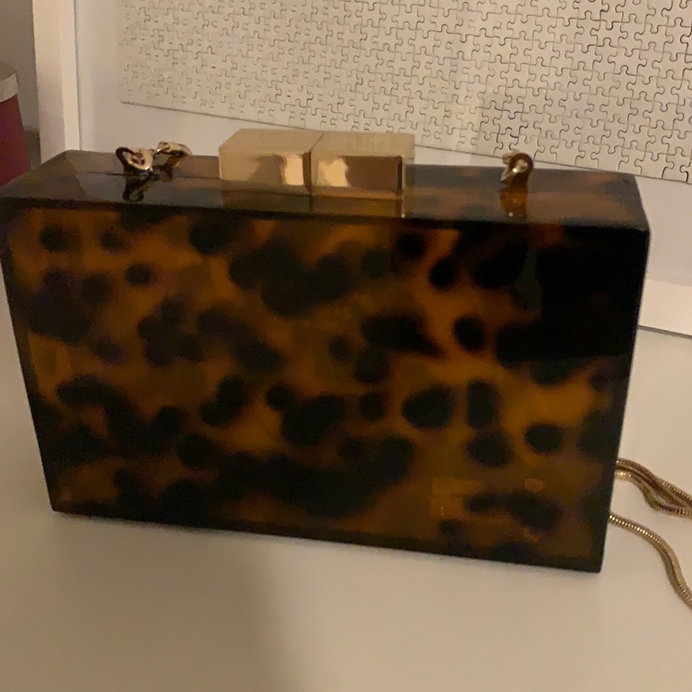 Zara tortoise shell clutch/chain bag